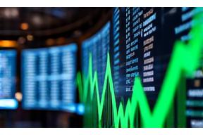 Stock market vibrant display with graphs