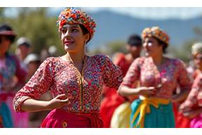 Colorful traditional dancers