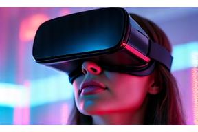 Person immersed in VR headset gaming